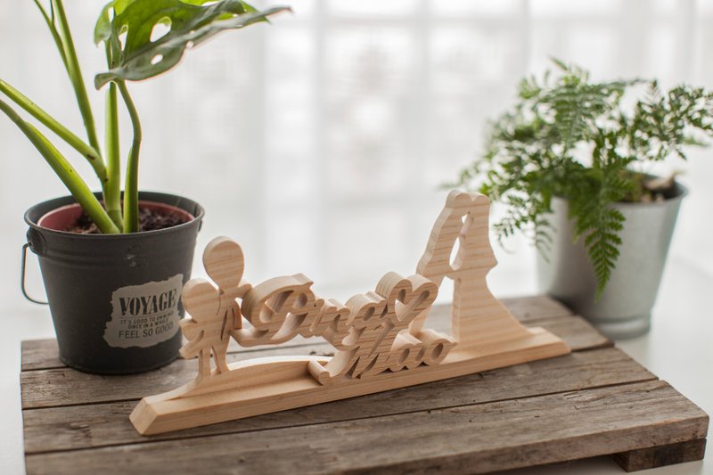 双层定制化原木订制手工名牌挂饰 - 摆饰 - 木头 咖啡色