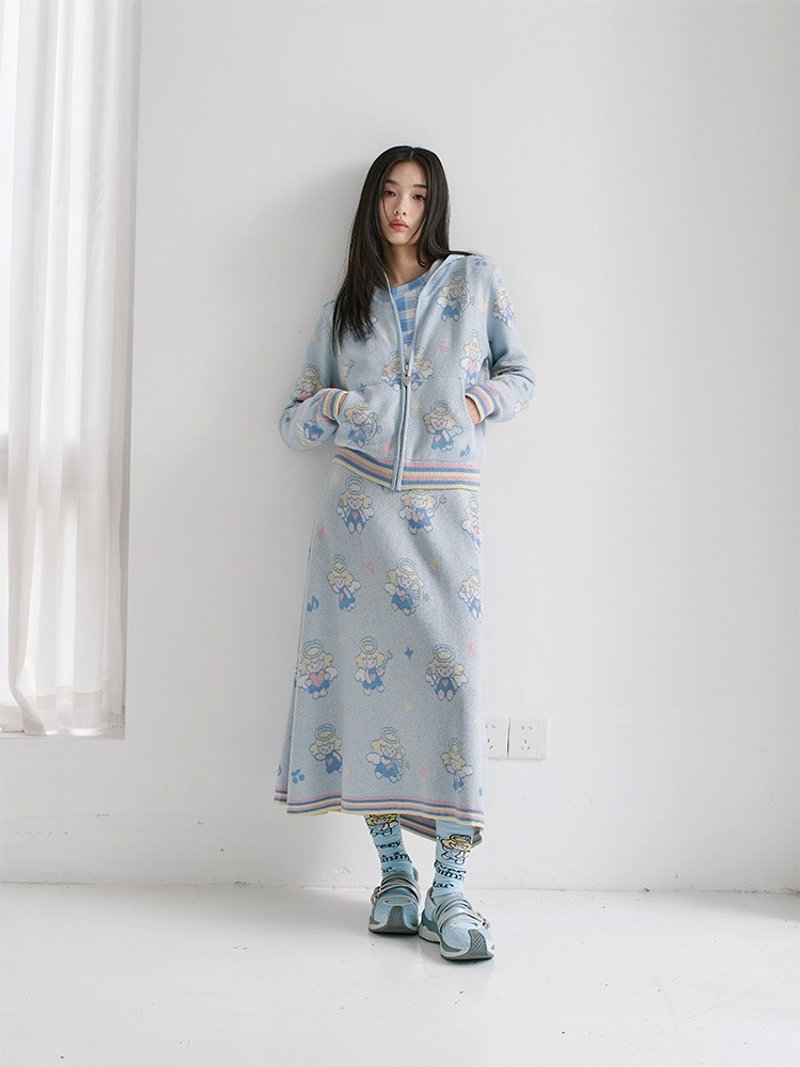 淡蓝色小天使针织 套装 半裙 - 裙子 - 其他材质 多色