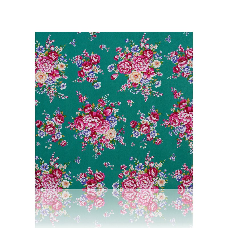 【花布先生】牡丹花布 x 土耳其绿 - 编织/刺绣/羊毛毡/裁缝 - 棉．麻 绿色