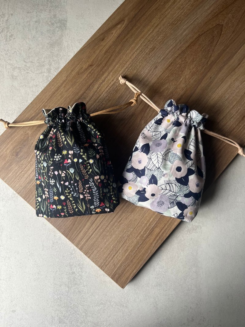 束口袋丨花草系列 - 束口袋双肩包 - 棉．麻 