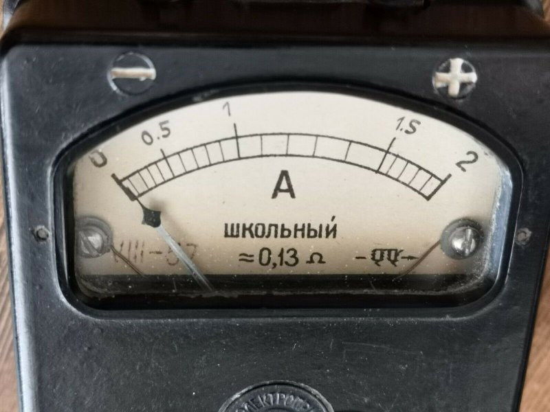 1957 Ammeter DC USSR Soviet Russian current meter original school learning tool - 摆饰 - 其他材质 黑色