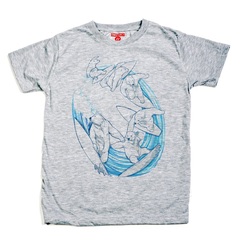 Polar bear play windsurf soft confortatble Chapter One T-shirt - 男装上衣/T 恤 - 棉 白色