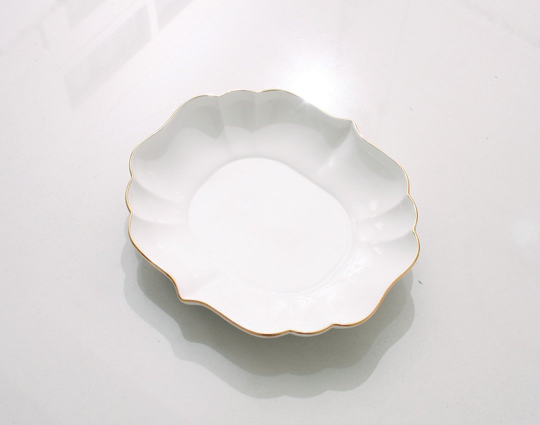 gold snow flower ceramic plate Korean dishes - 碗 - 瓷 白色