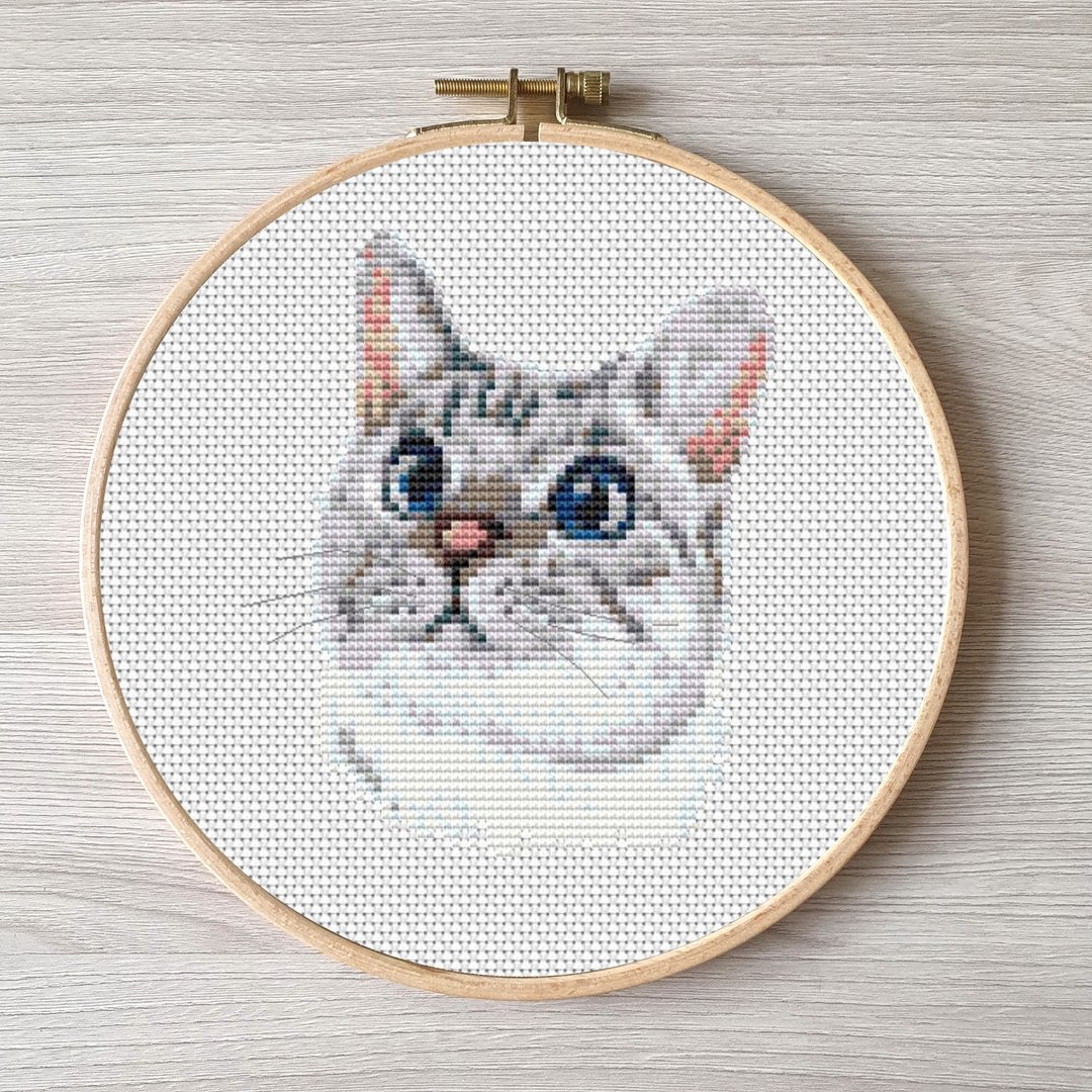 小孩猫轻松刺绣DIY，猫咪十字绣图案pdf，艺术7 - 其他数码设计 - 其他材质 