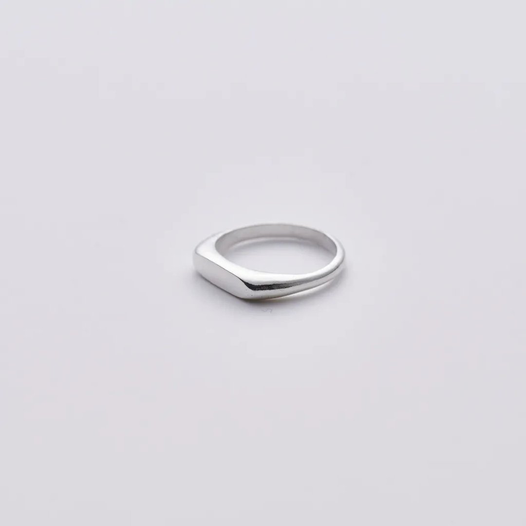 Square Shield Ring - 戒指 - 纯银 