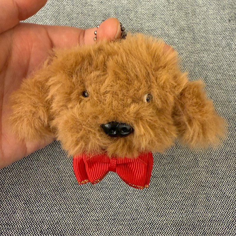 小黄金猎犬金毛狗头吊饰6cm-毛根扭扭棒手作吊饰/毛料娃娃 - 玩偶/公仔 - 其他材质 橘色
