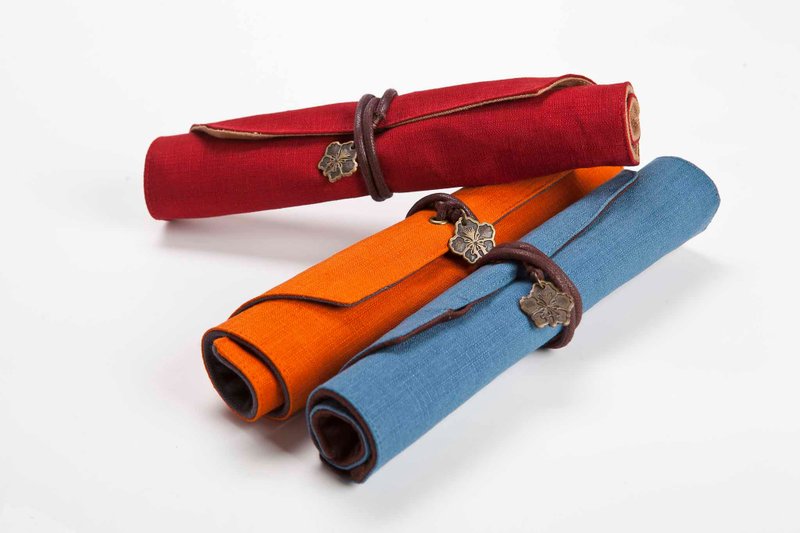 凤凰花 7入卷式笔袋 - 铅笔盒/笔袋 - 棉．麻 咖啡色