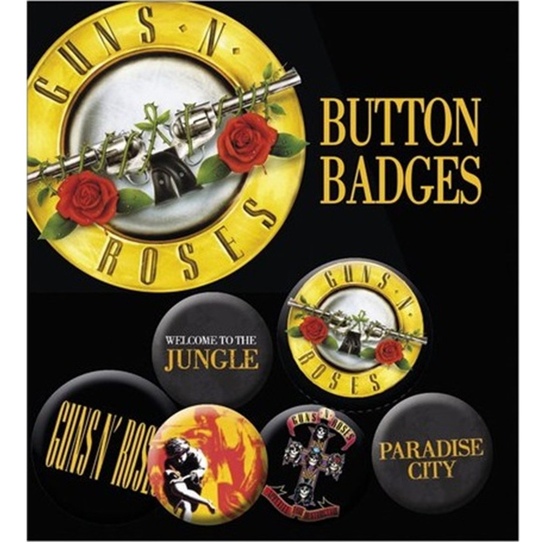 【枪与玫瑰】Guns N Roses Lyrics and Logos - 进口徽章组 - 胸针 - 其他材质 多色