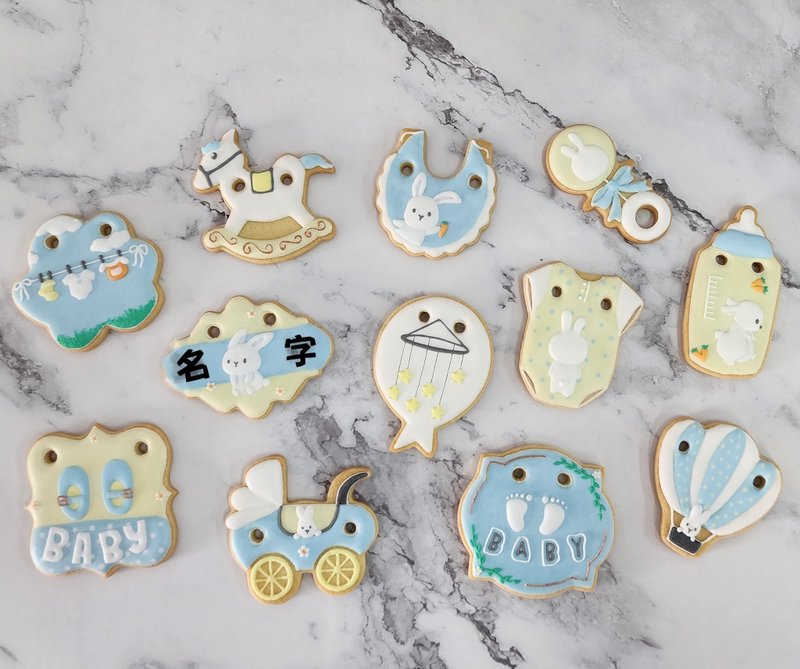 粉蓝系列男宝收涎饼干 - 手工饼干 - 其他材质 