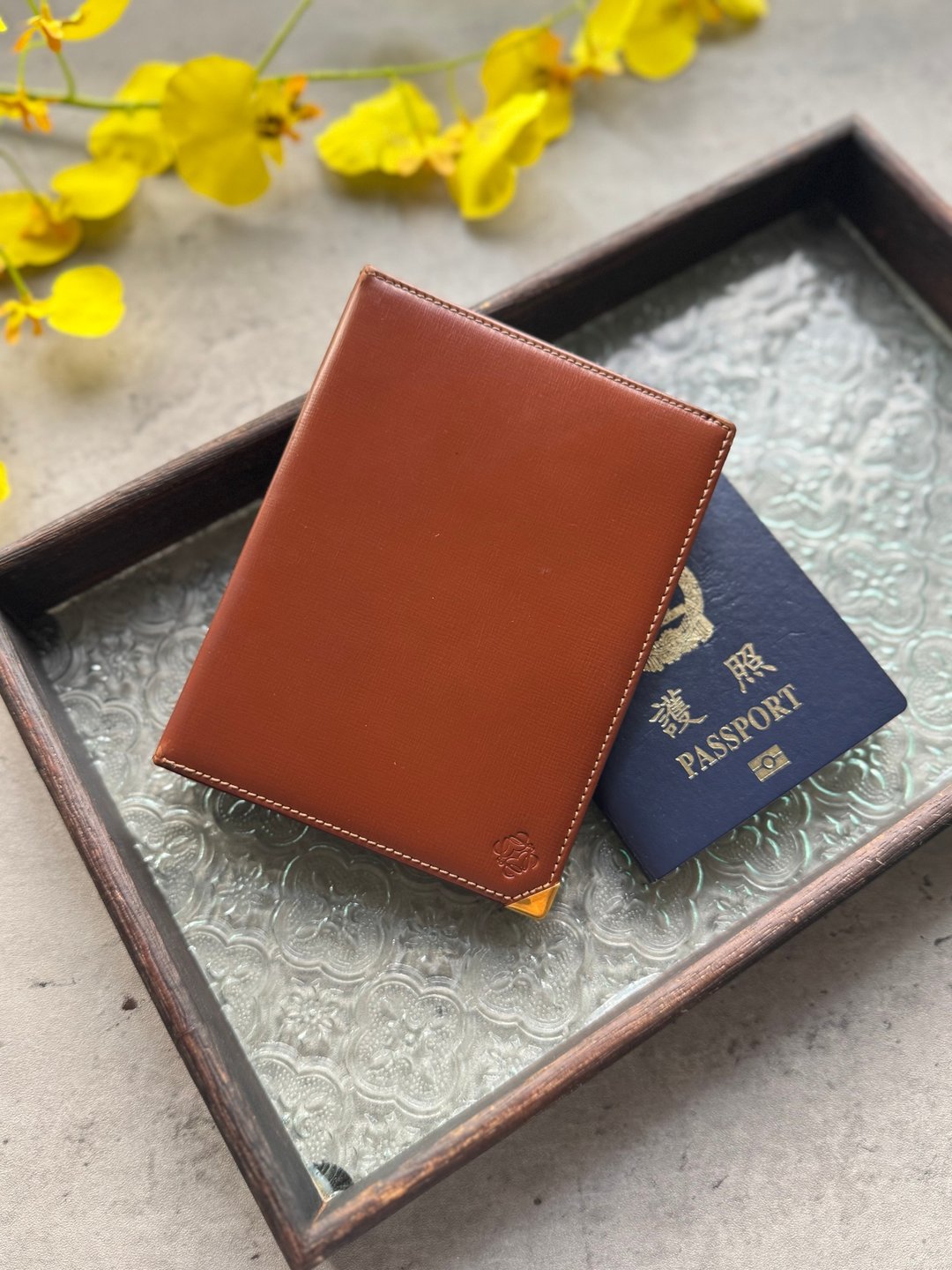 中古正品 Loewe 罗意威 真皮笔记簿套 A7 活页簿 护照套古董文具 - 笔记本/手帐 - 真皮 咖啡色