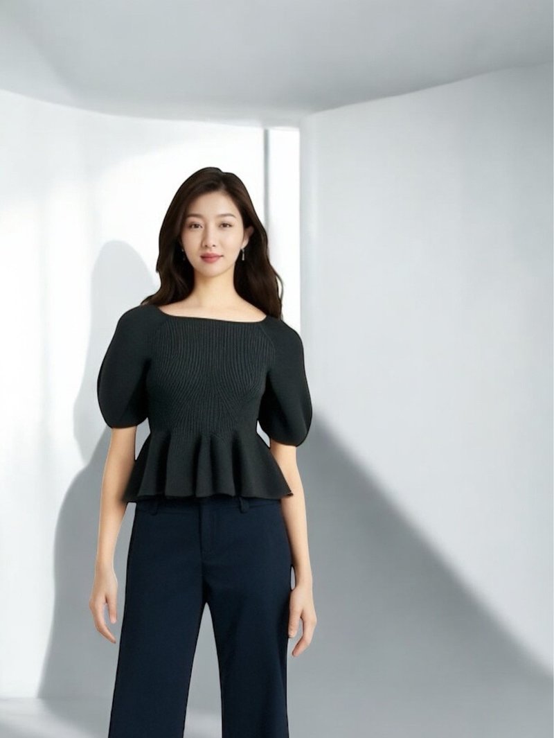 公主袖散摆短上衣 (24S2TP02) - 女装上衣 - 聚酯纤维 