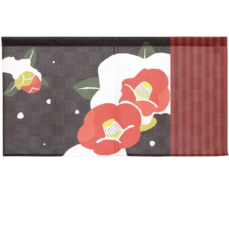 日本制コスモ短门帘山茶花-黑 - 门帘/门牌 - 其他人造纤维 