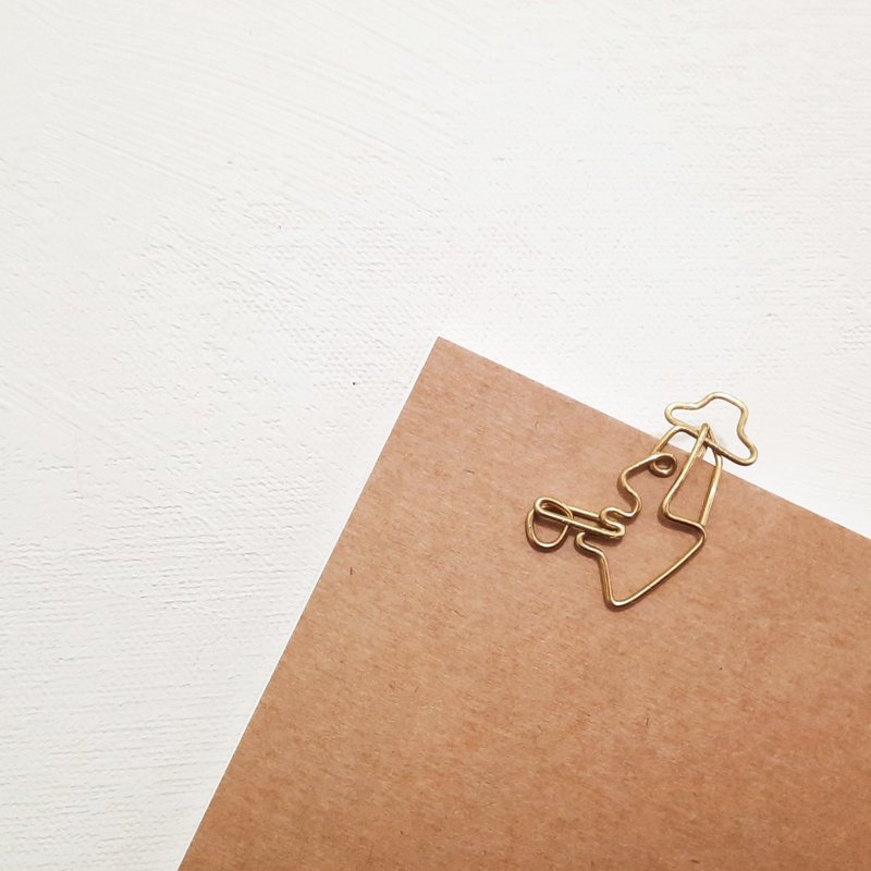 抽空气的菸斗男 |书签|回纹针 | 品牌趣味金工|手工文青风 - 书签 - 其他金属 金色