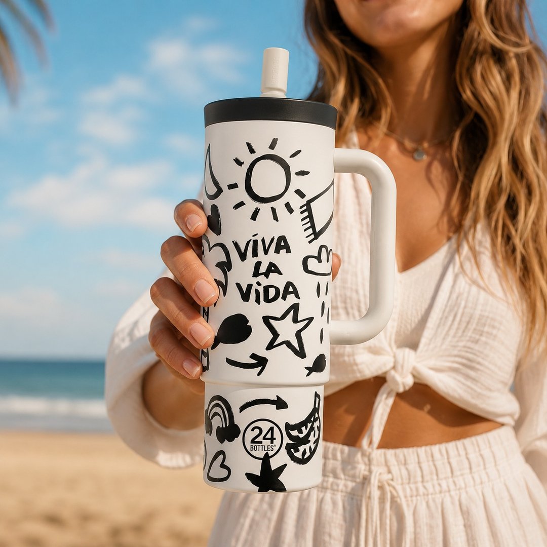 意大利 24Bottles【Straw Cup 800ml】Viva la Vida - 吸吸保冷杯 - 水瓶/水壶 - 不锈钢 白色