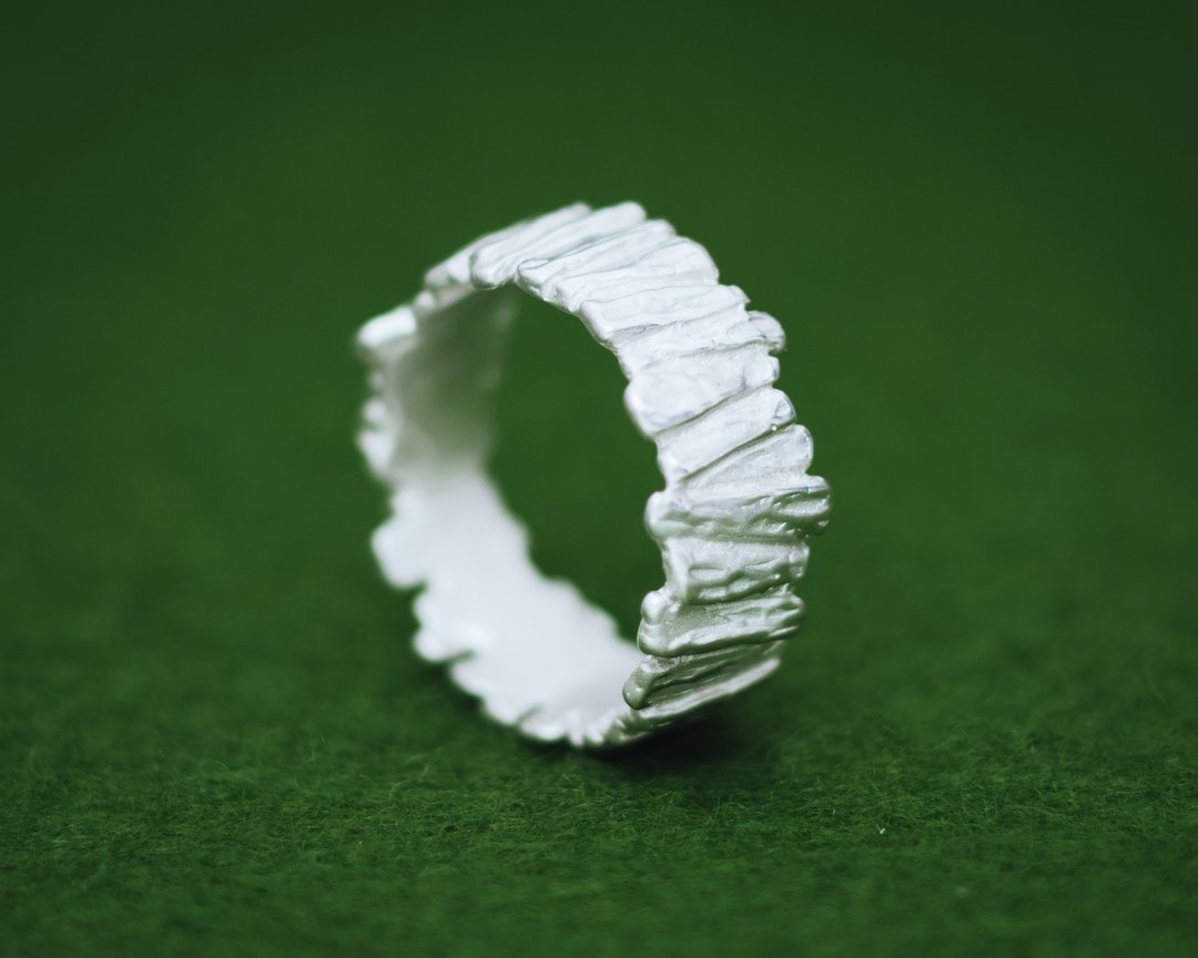 Textile Pattern ring - texture ring - design ring - Japanese modern design - 戒指 - 银 银色