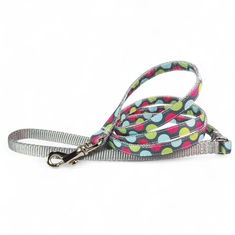 Pastel Puppy Dot 灰色宠物牵绳 宽度1cm 适用于极小型宠物 - 项圈/牵绳 - 防水材质 灰色