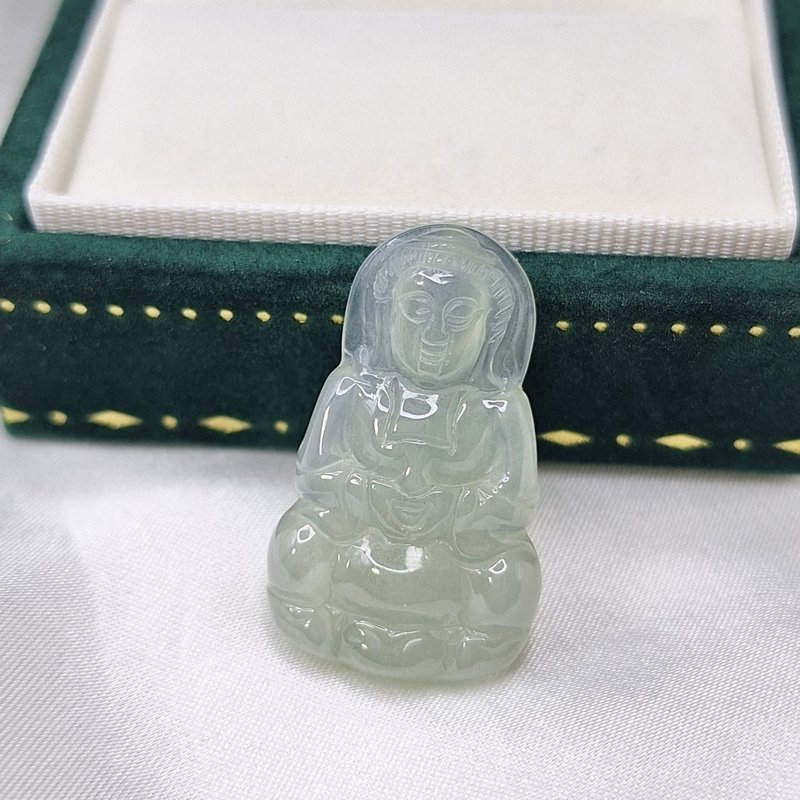 老种料 细腻 观音吊坠 | 天然缅甸玉A货翡翠 - 项链 - 玉石 