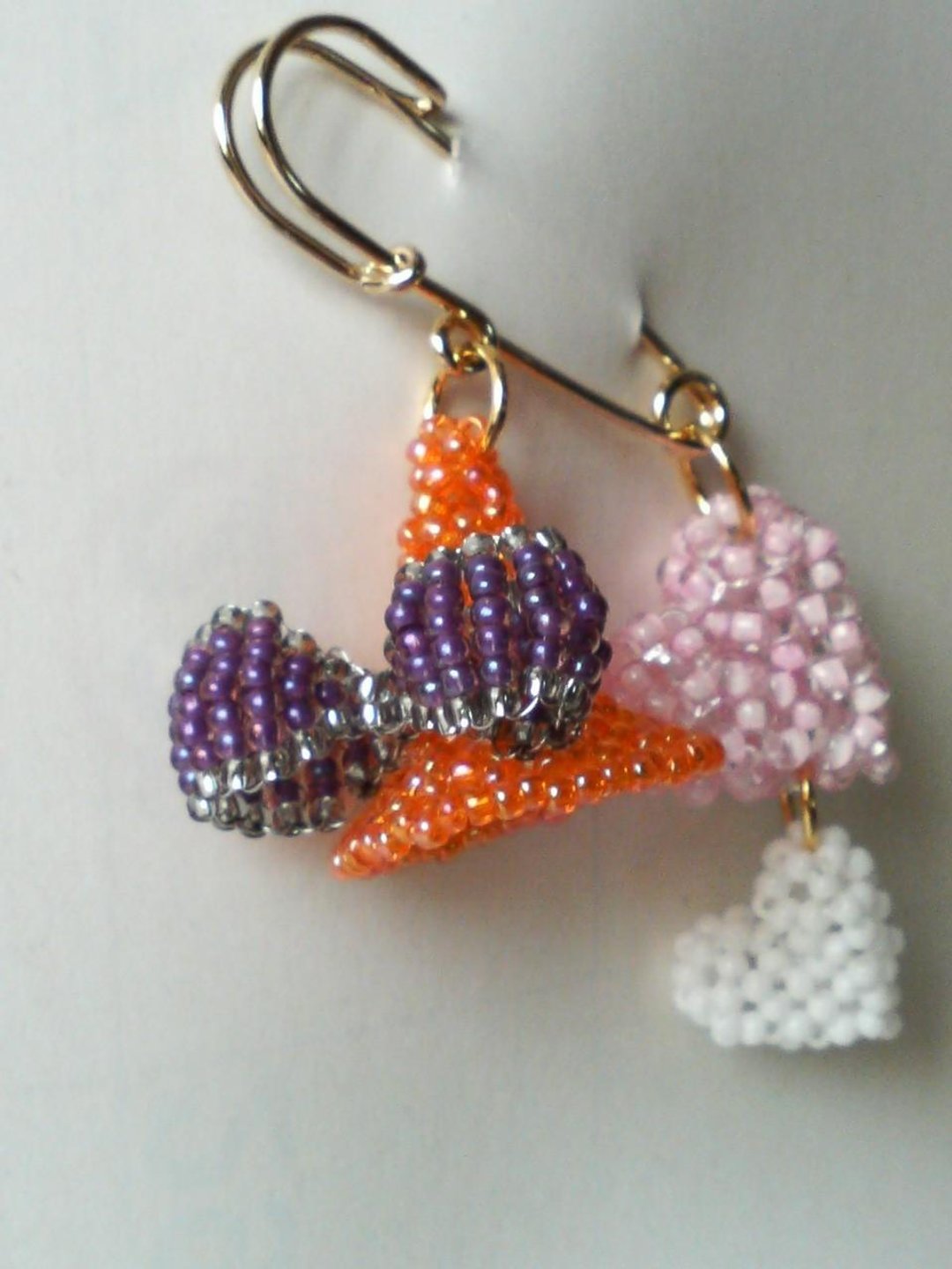 Twin Witch Brooch Orange Magic Cute Halloween Halloween Purple Tricorn Hat Pointed Hat Ribbon Heart Different Color Matching Twin Coordination Link Coordination - 胸针 - 玻璃 橘色