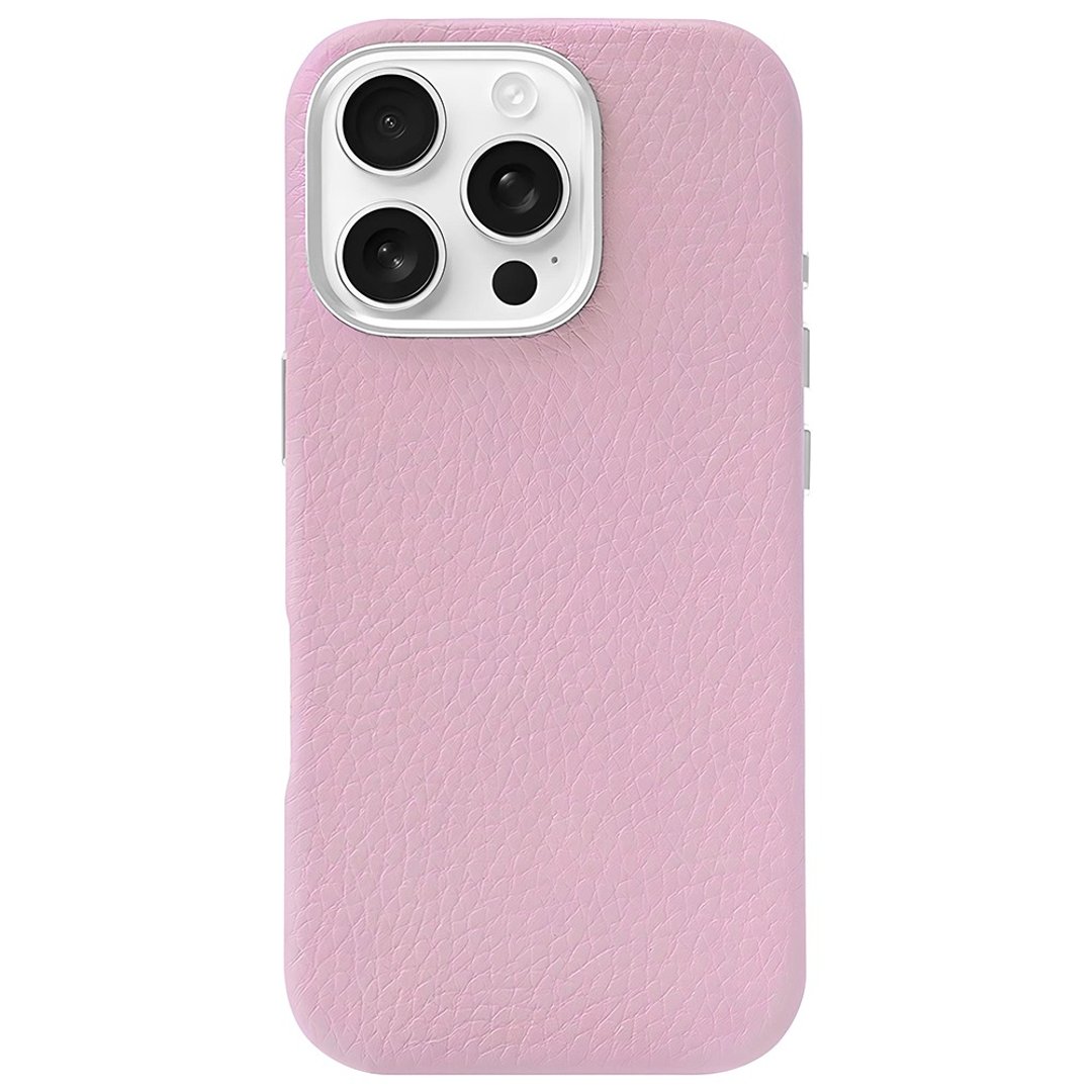 LANIS 耐磨2.0荔枝纹皮革 baby粉 防摔壳 iPhone 16 Pro Max Plus - 手机壳/手机套 - 环保材料 银色