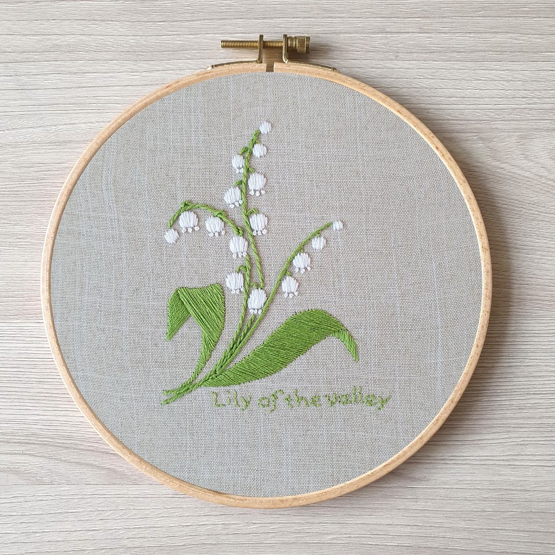 刺繡 蝴蝶 Lily of the valley hand embroidery DIY, Floral pattern pdf - 其他数码设计 - 其他材质 
