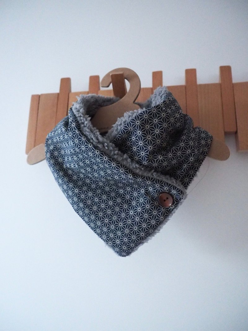 英国手工缝制 保暖围巾围脖颈巾 日系和风六角 可以定制 - 围巾/披肩 - 棉．麻 蓝色