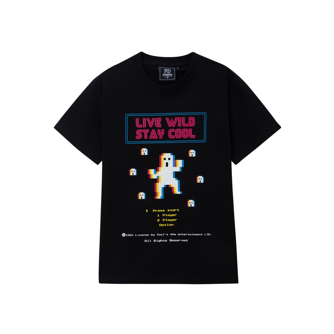 美国Fools Day Ghost Pixel Tee - 中性连帽卫衣/T 恤 - 棉 黑色