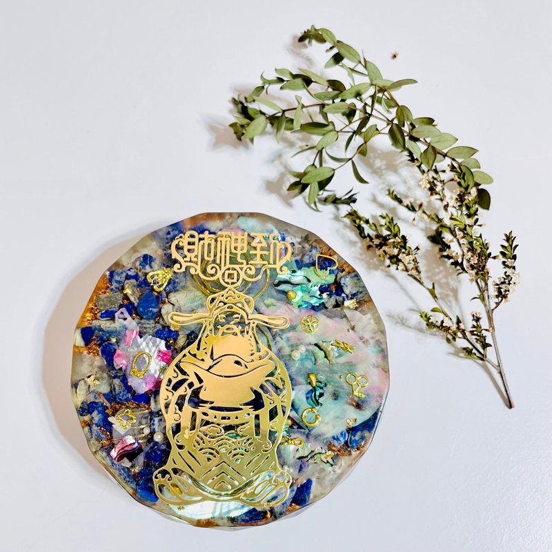 财神到奥刚杯垫/底座/开运招财/水晶疗愈/奥刚能量塔/母亲节礼 - 杯垫 - 半宝石 蓝色