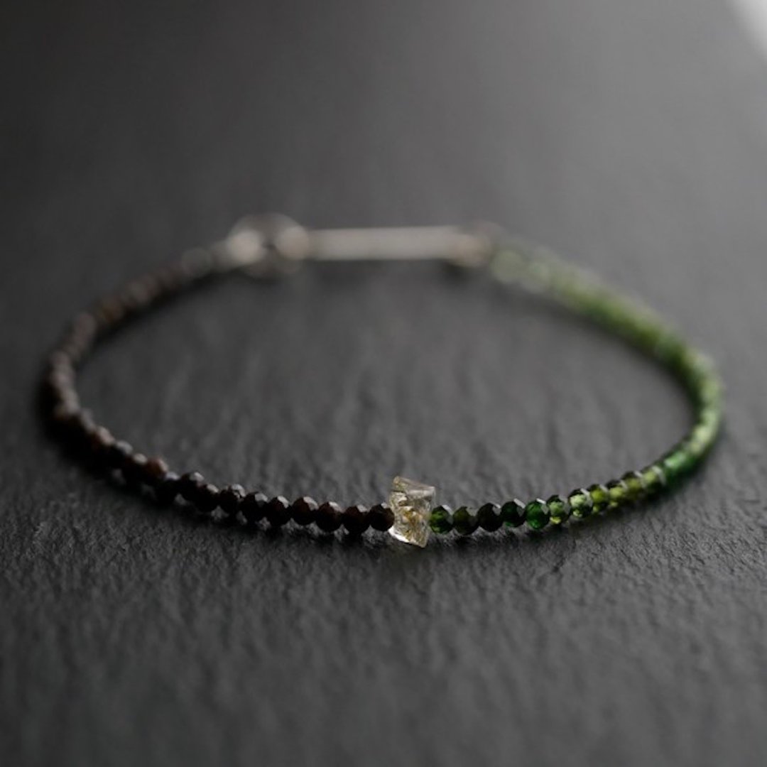 Oil in Quartz& Boulder Opal,Green Tourmaline Bracelet - 手链/手环 - 宝石 绿色