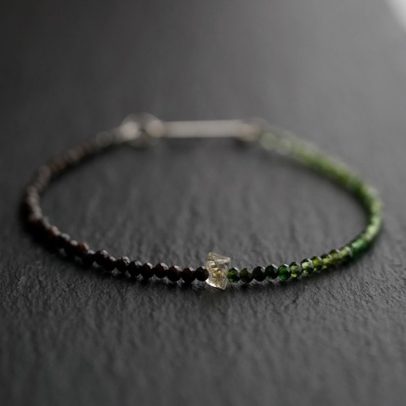 Oil in Quartz& Boulder Opal,Green Tourmaline Bracelet - 手链/手环 - 宝石 绿色