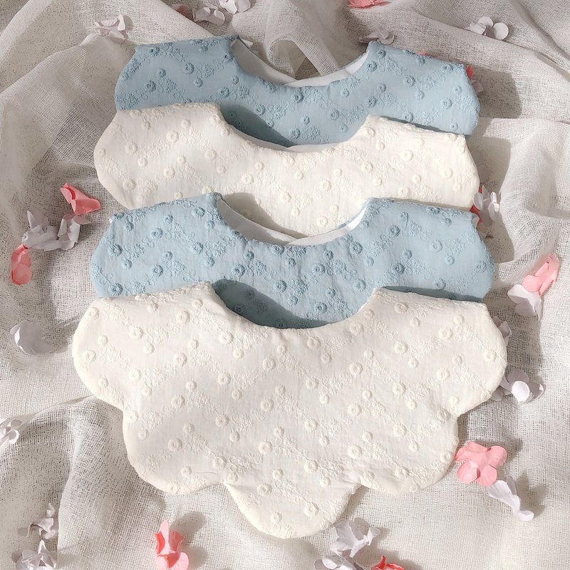 婴儿围兜/花卉刺绣毛绒围兜 - 围嘴/口水巾 - 棉．麻 绿色