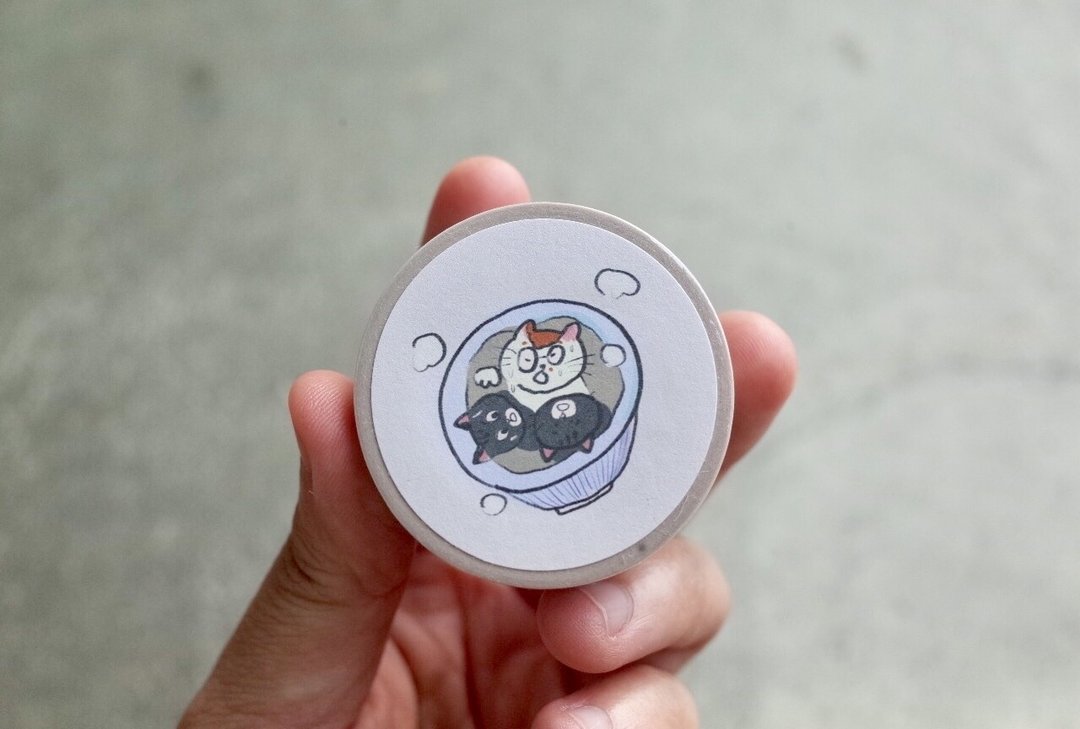 三猫齐聚一堂纸胶带 - 纸胶带 - 纸 银色