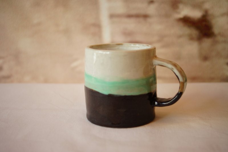 粉引手作 三色 马克杯 220ml 茶杯 咖啡杯 陶杯 - 咖啡杯/马克杯 - 陶 绿色