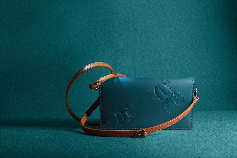 皮雕艺术长夹湖水绿 - 皮夹/钱包 - 真皮 