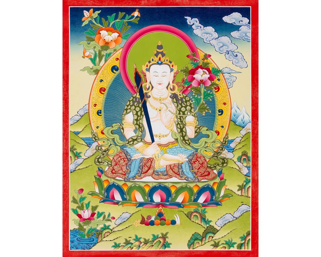 智慧象征  照亮的文殊菩萨唐卡  清晰的本质 - 墙贴/壁贴 - 其他材质 多色