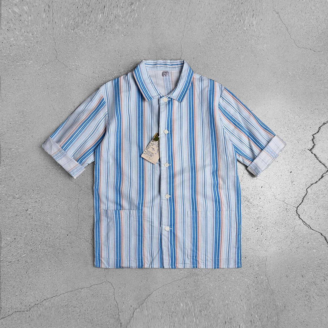 波兰公发睡衣衬衫/ Vintage 古着 / 欧洲军装 - 男装衬衫 - 棉．麻 蓝色