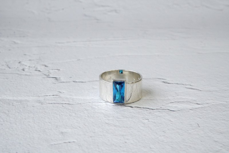 blue drop ring 148 - 戒指 - 其他金属 银色