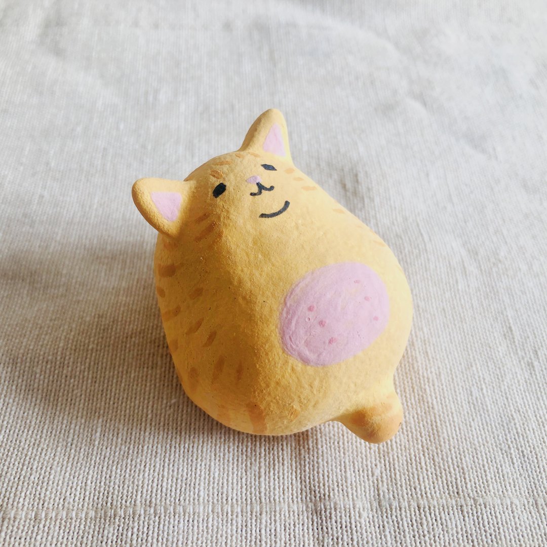 小猫陶偶-橘猫 - 玩偶/公仔 - 瓷 橘色