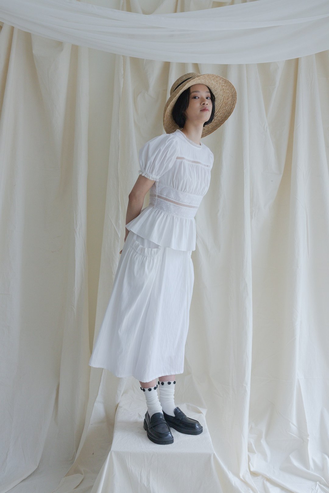 Lady Mendl's Lace Blouse 蕾丝澎袖上衣 White 云朵白 - 女装上衣 - 其他人造纤维 白色