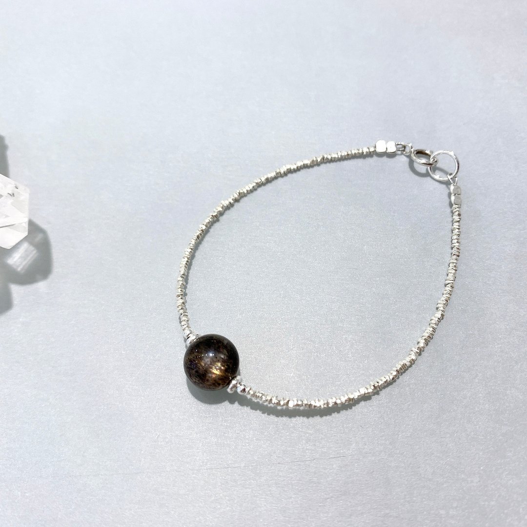 Ops black sunstone silver bracelet -黑金太阳石/小碎银 /个性 - 手链/手环 - 银 银色