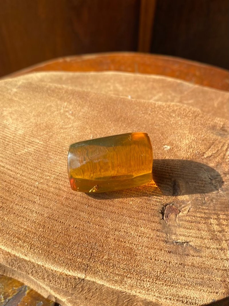 I 时光系列 I 墨西哥天然虫珀 4.2g - 项链 - 半宝石 黄色