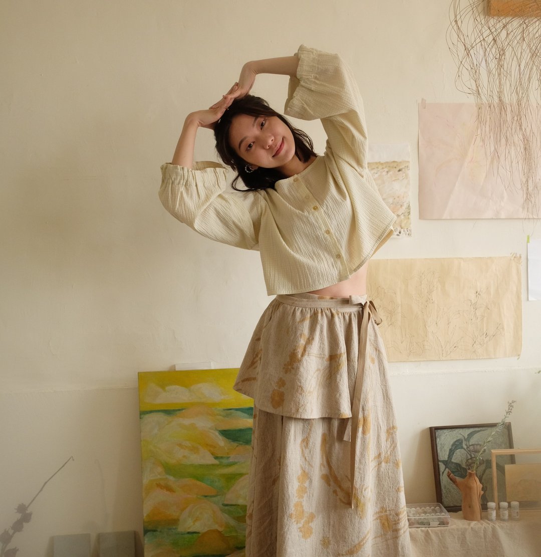 电波电波  |  上衣小外套 | 奶油色 - 女装上衣 - 棉 黄色