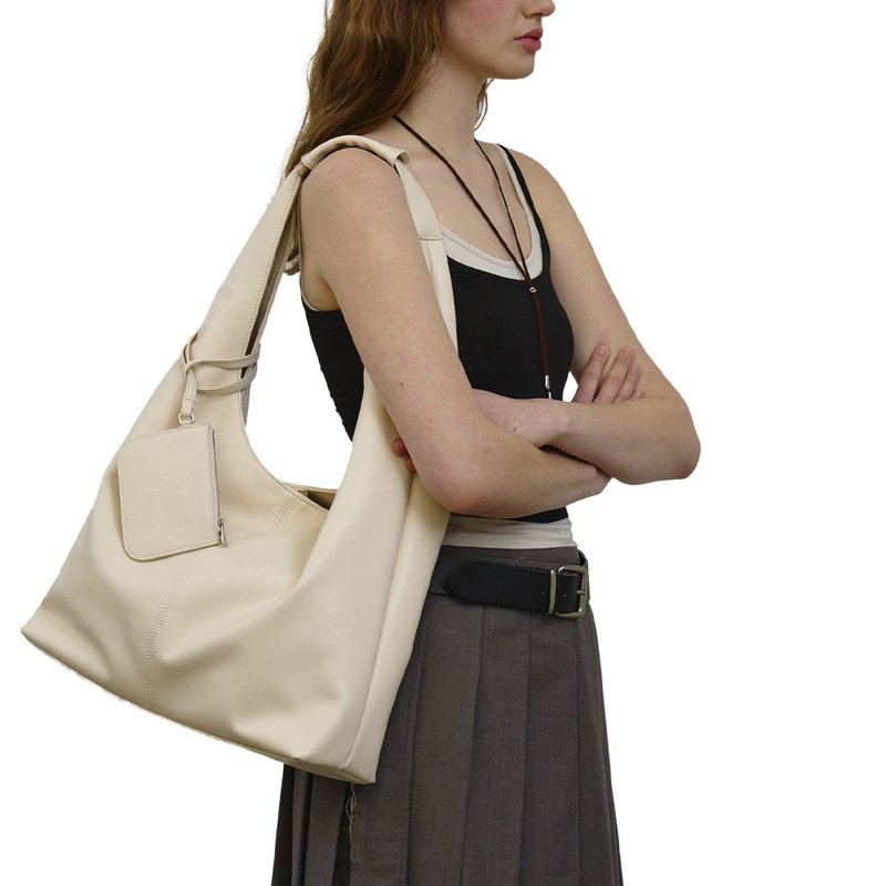 韓國製 MUR Lemore 手袋/單肩包/手提袋 (Ivory) - 侧背包/斜挎包 - 环保材料 