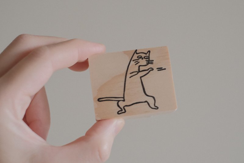 【手刻印章-猫奴必备】猫猫招式 02 一拳必喵 - 印章/印台 - 橡胶 