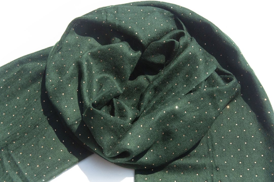 喀什米尔 Cashmere 水钻羊绒围巾 纯羊毛围巾披巾 戒指绒披肩 - 星空 - 围巾/披肩 - 羊毛 绿色