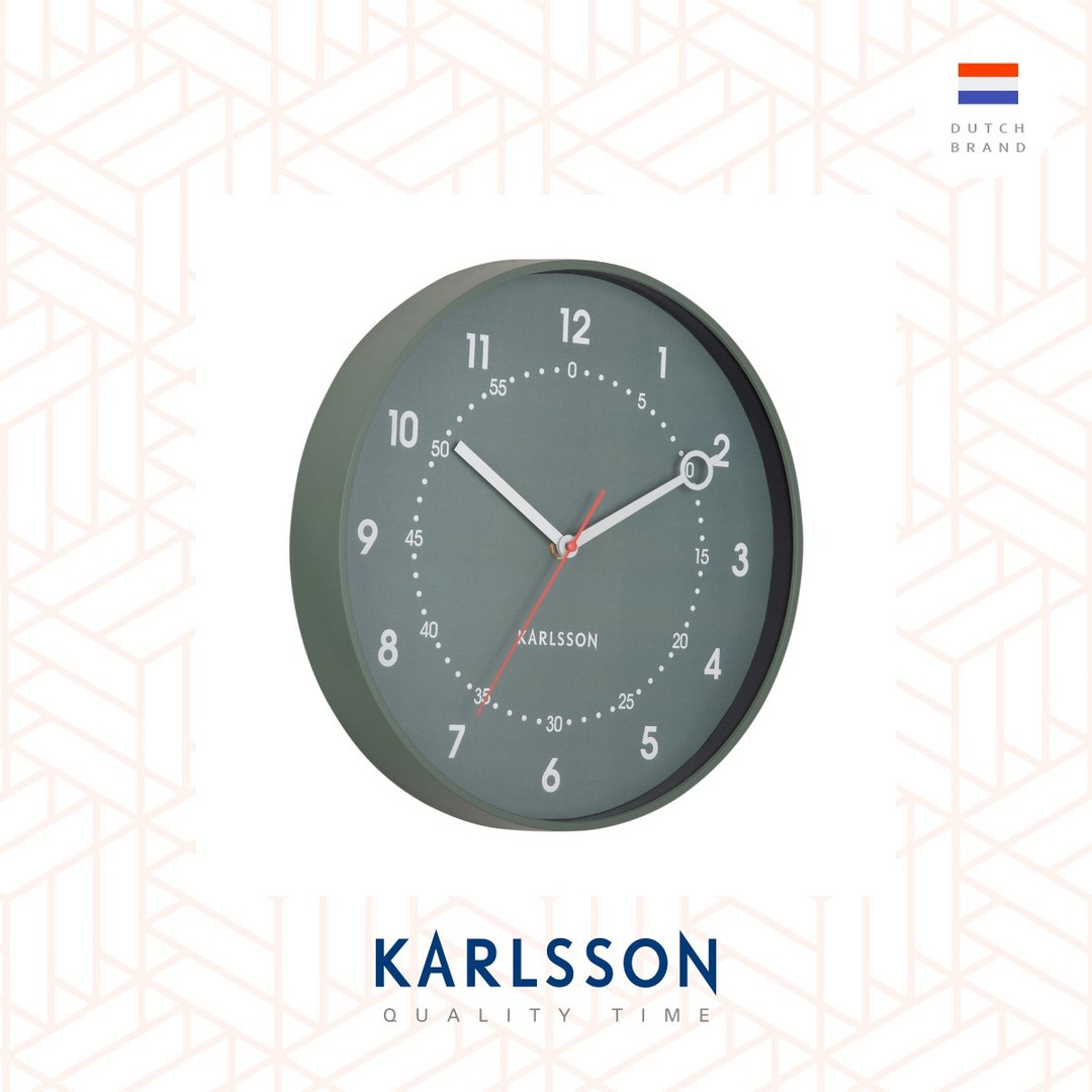 Karlsson, 31.5cm 森绿色双刻度挂钟 Wall clock Fresco green - 时钟/闹钟 - 塑料 绿色