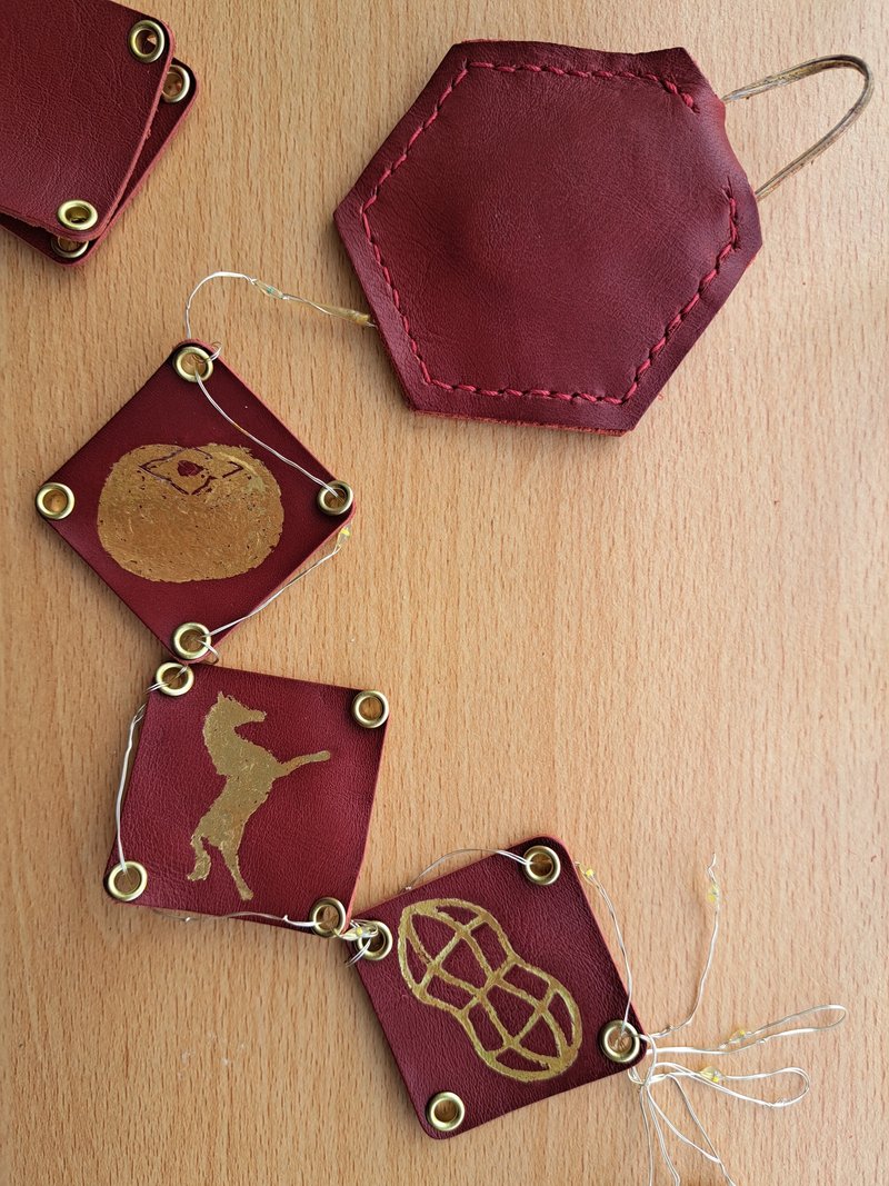 植鞣革磁吸斗方・鞭炮组 - 其他 - 真皮 红色