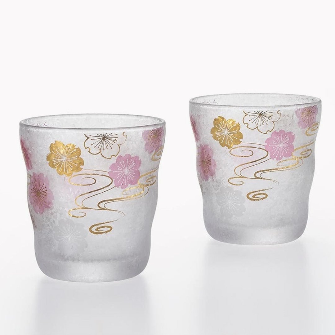 (一对价)335cc【日本ADERIA石冢硝子】樱花水纹对杯结婚礼组 定制 - 酒杯/酒器 - 玻璃 粉红色