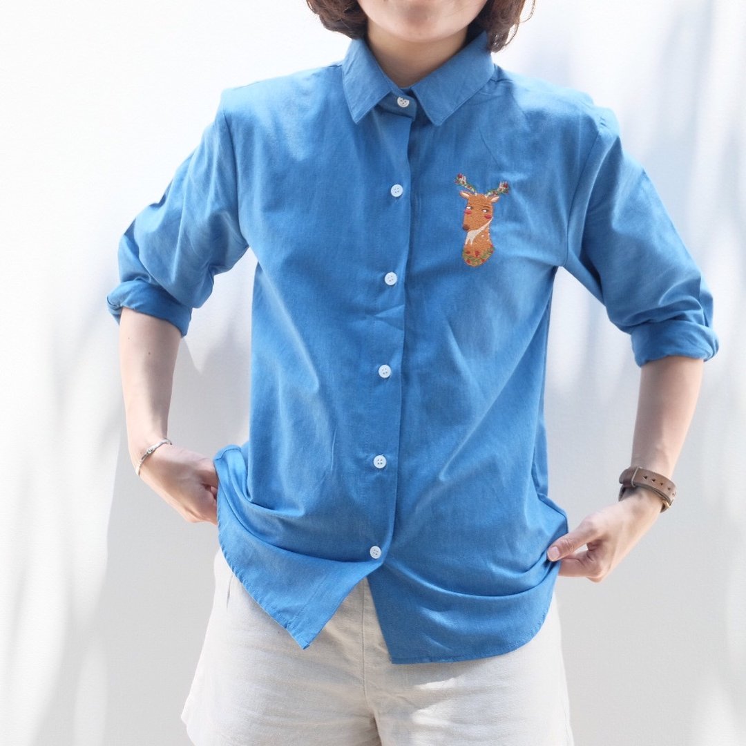 Basic Shirt : Fresh-blue Oxford Jean - 女装上衣 - 其他材质 蓝色