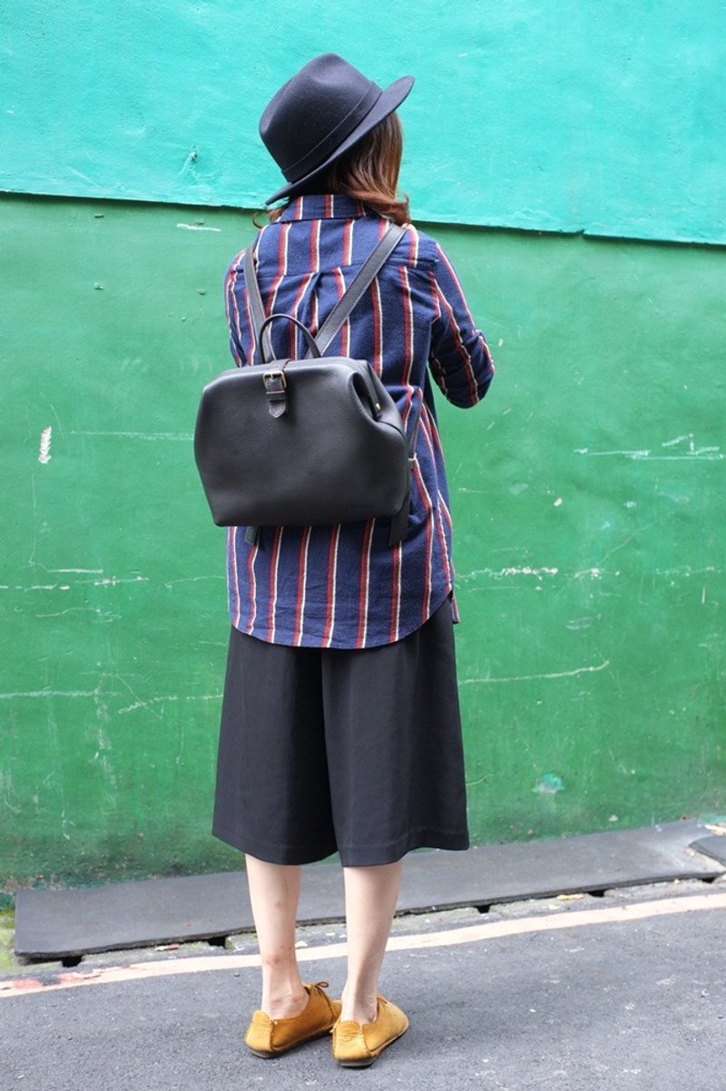 黑鲸口金手提包/后背包 - 后背包/双肩包 - 真皮 黑色