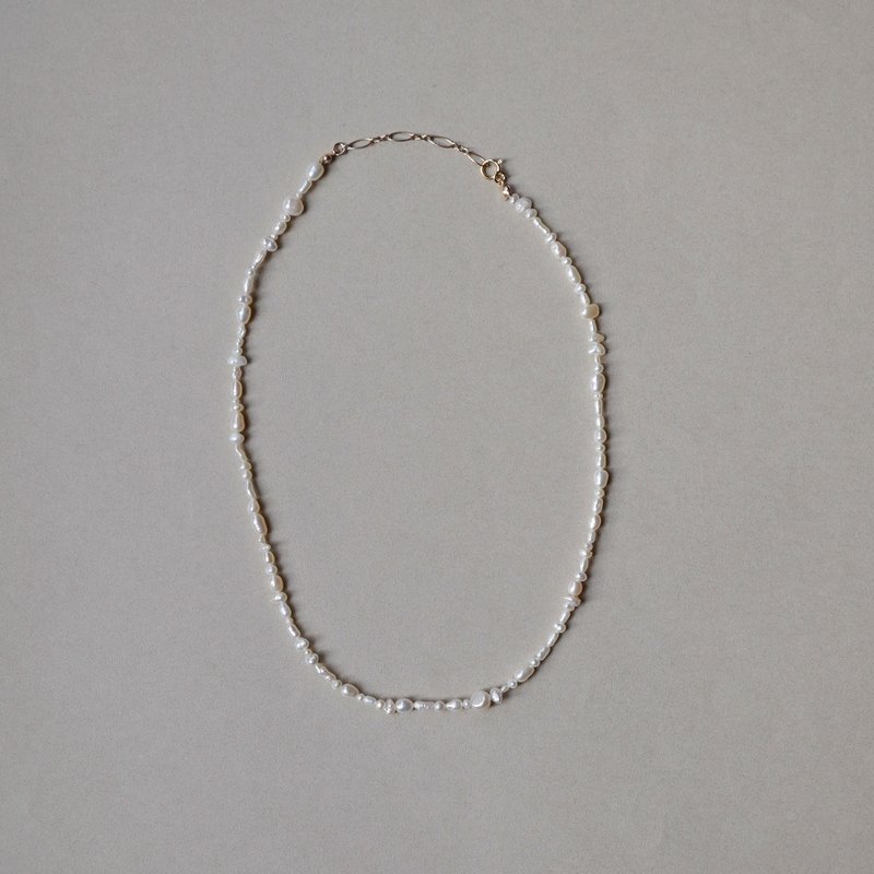 14KGF 米粒珍珠磁吸式手链 - 项链 - 其他金属 白色